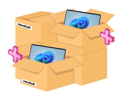 Three cardboard device boxes, with two open boxes showing tablets being unpacked and ready for deployment.