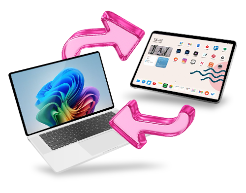 switch devices with mac laptop and apple tabley